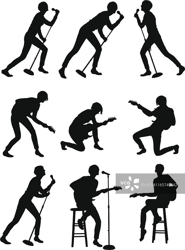 女吉他手在表演图片素材