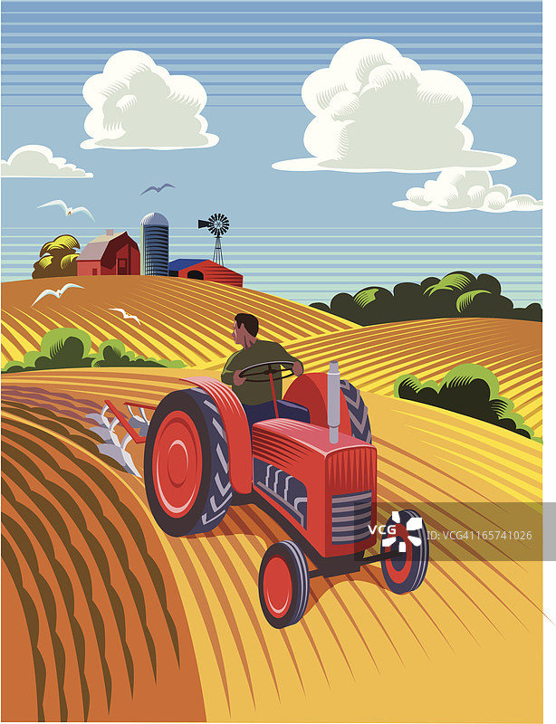 拖拉机犁地图片素材