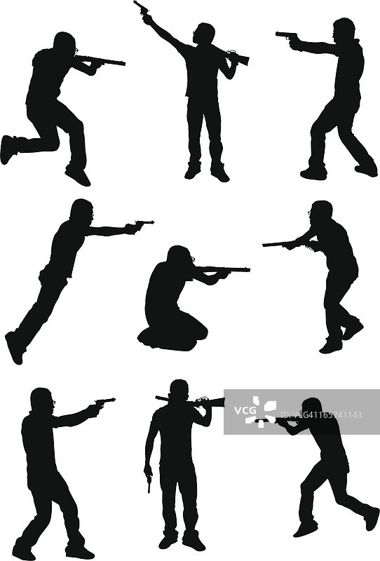持枪男士的动作场景图片素材