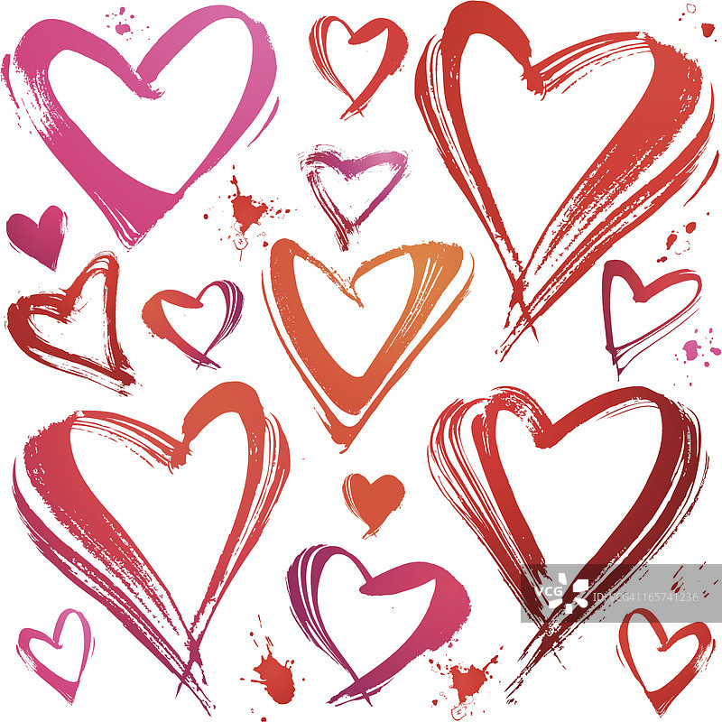 手绘Grunge风格涂鸦爱心图片素材