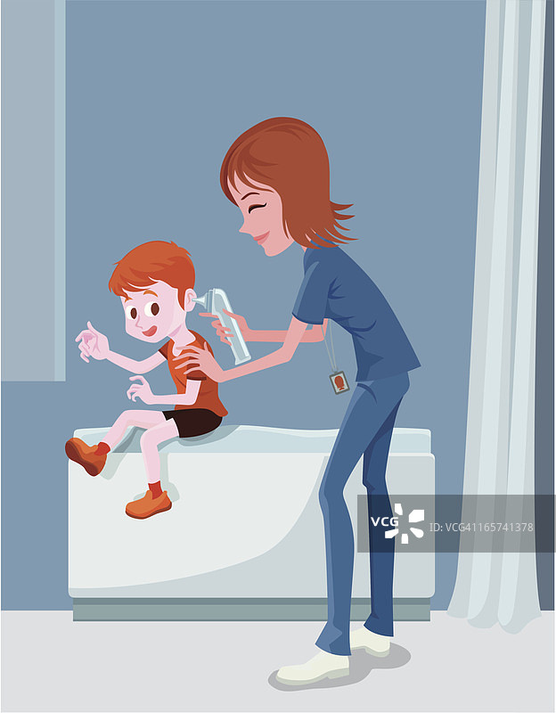 用耳温枪测量体温图片素材