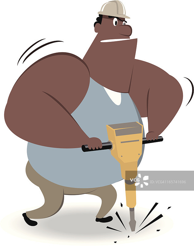 使用手提式凿岩机进行劳动图片素材