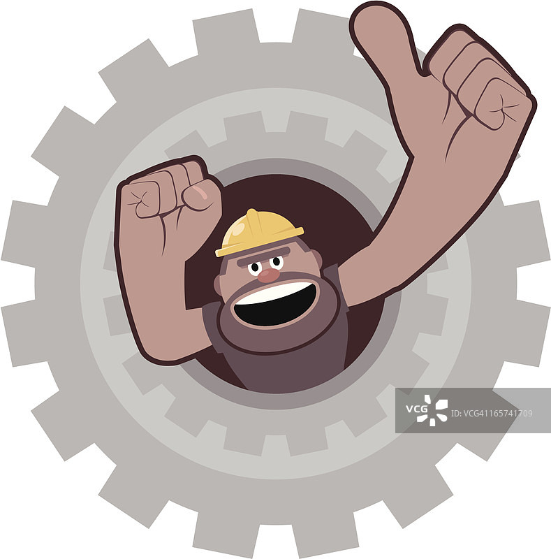 建筑工人竖起大拇指图片素材