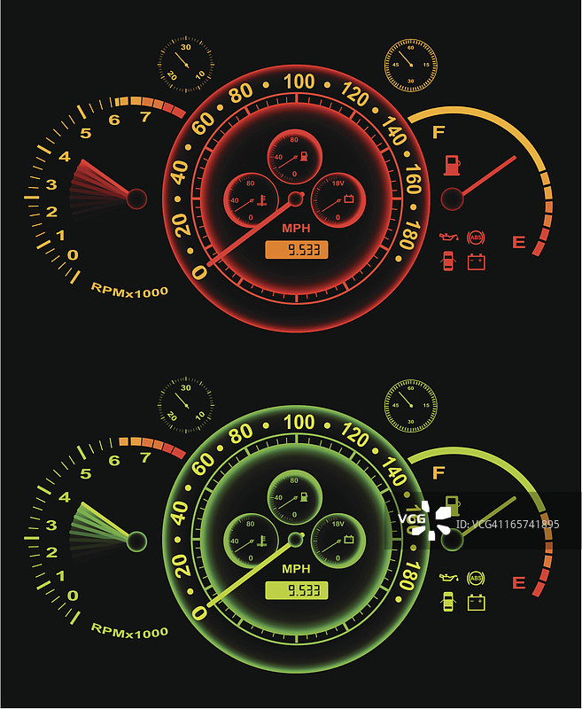 发光的速度计图片素材