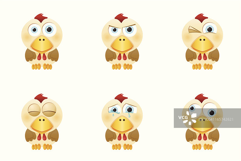 各种面部表情的大眼鸡合集图片素材