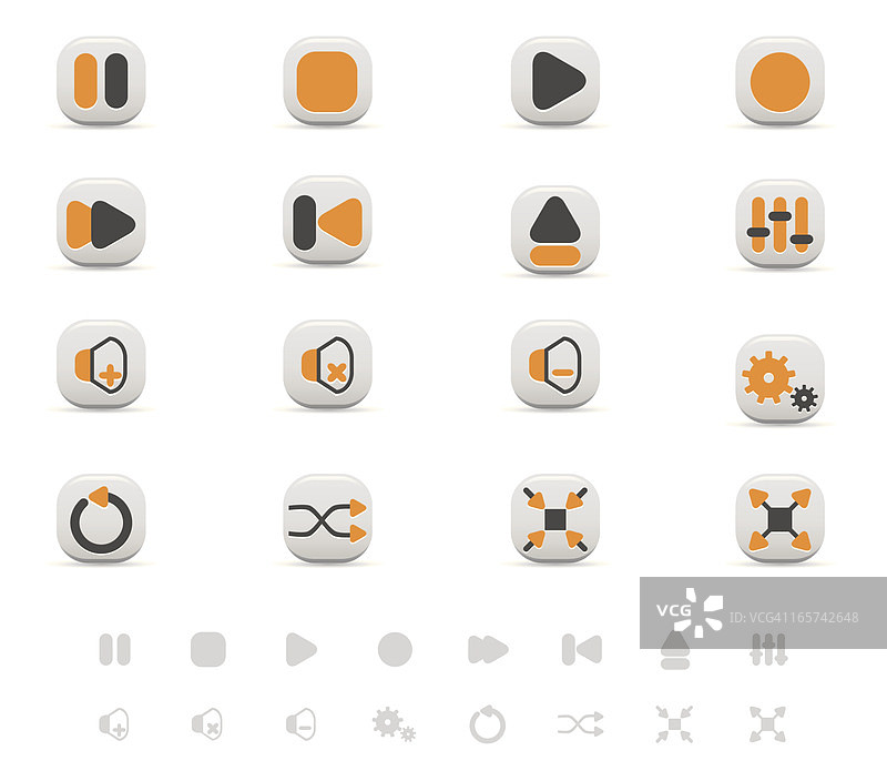 音频和音乐用户界面控制图标集图片素材