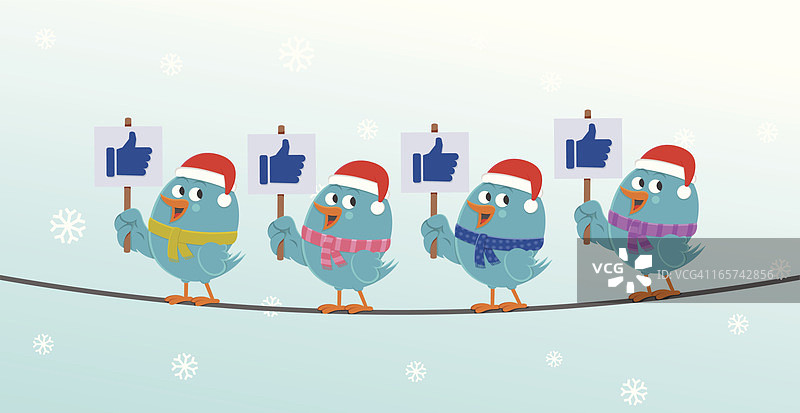 蓝知更鸟的圣诞节图片素材