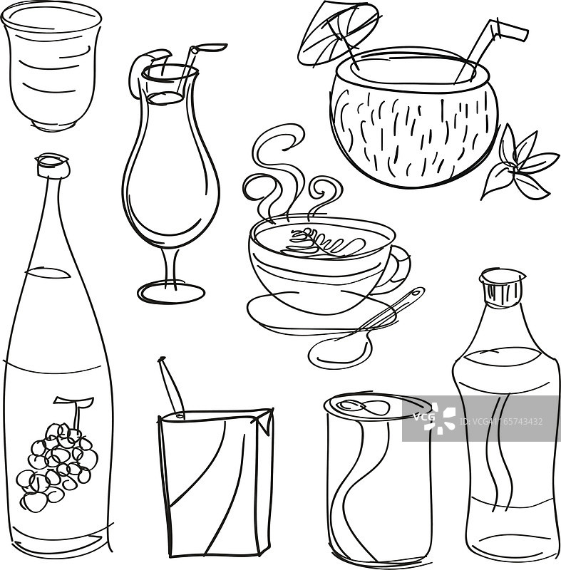 黑白饮料系列图片素材