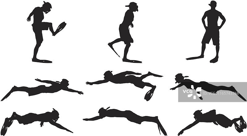 戴呼吸管的酷男人正在浮潜图片素材