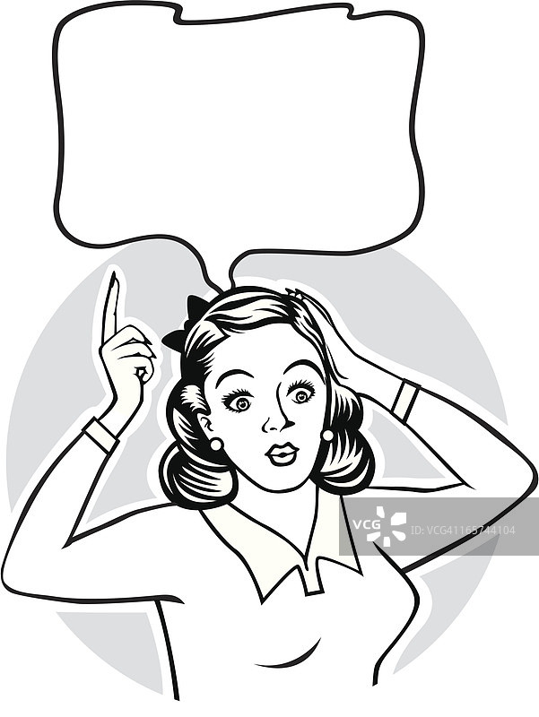 面部惊讶的复古家庭主妇图片素材