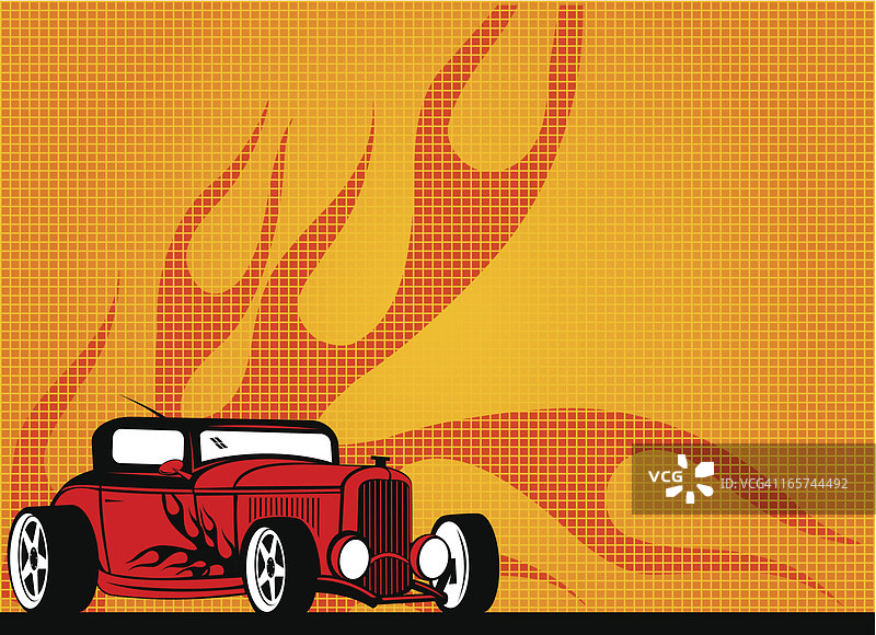 火焰背景上的改装车图片素材