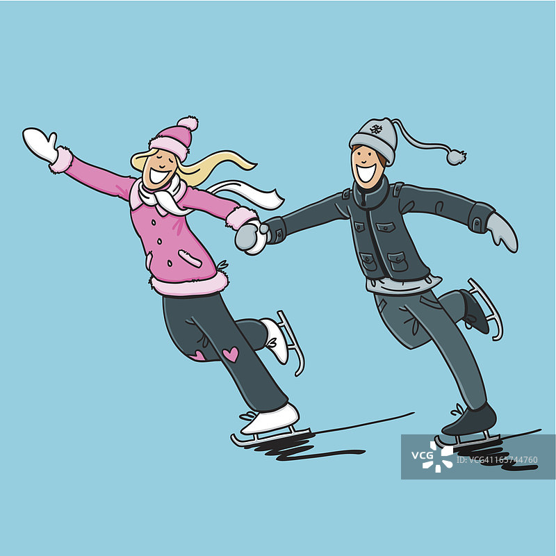 快乐的情侣在溜冰图片素材