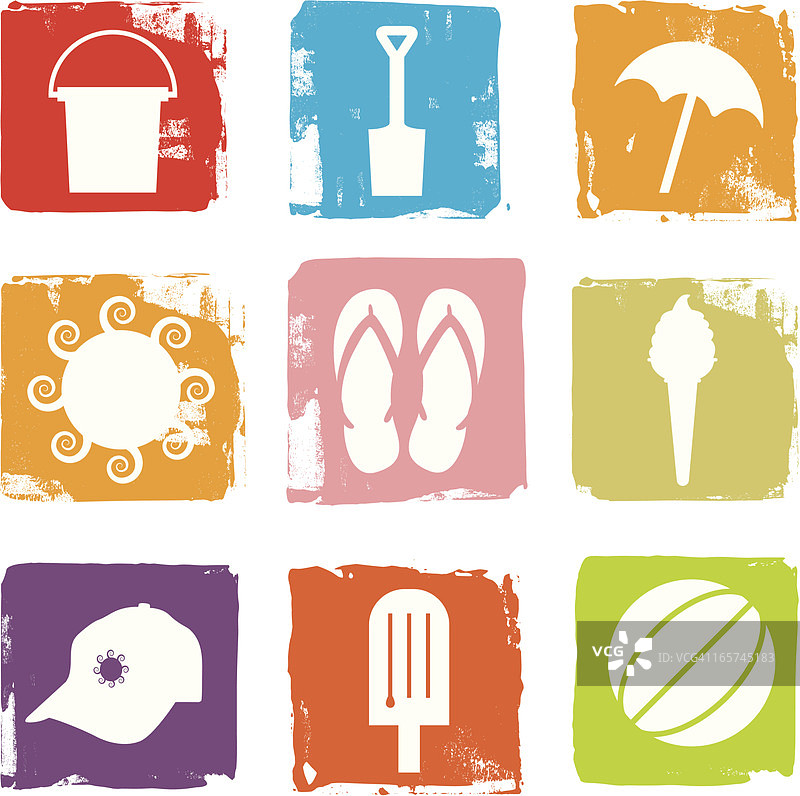 沙滩图标Grunge风格图图片素材