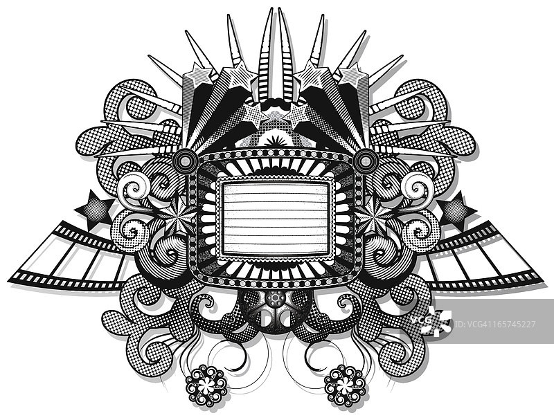 半色调复古banner和电影元素图片素材