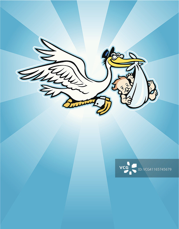 鹳鸟运送男婴背景图片素材