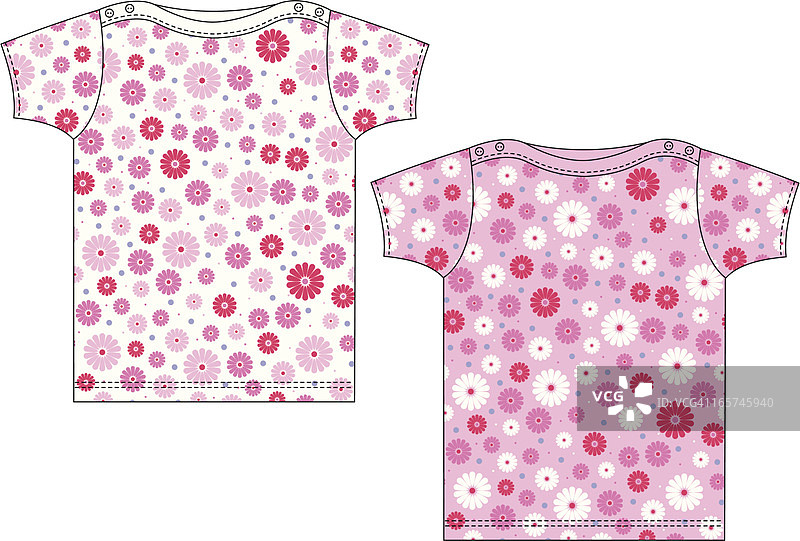 甜美雏菊花卉T恤图片素材