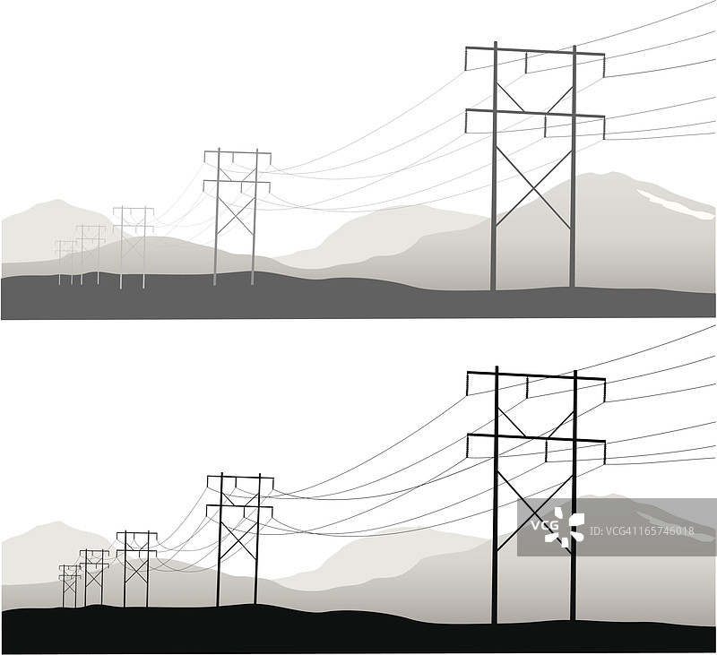 电力线路矢量剪影图片素材