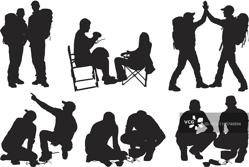 朋友们露营和徒步旅行图片素材