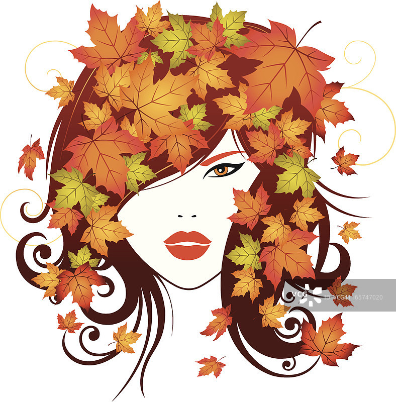抽象秋日女孩图片素材