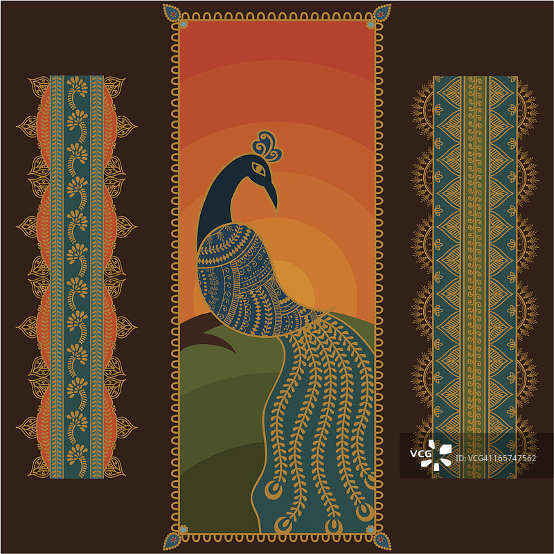 日落下的孔雀图片素材