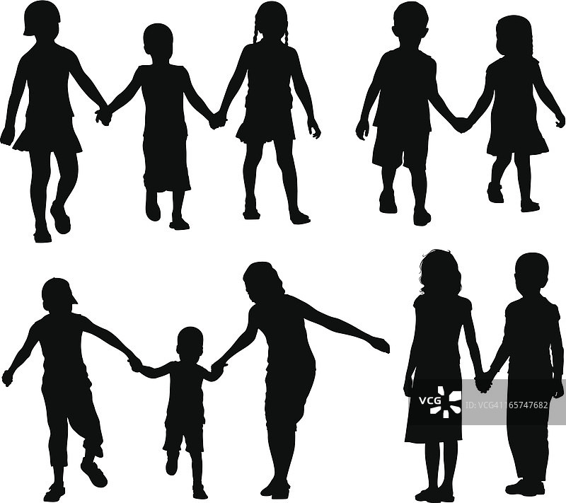 儿童手牵手图片素材