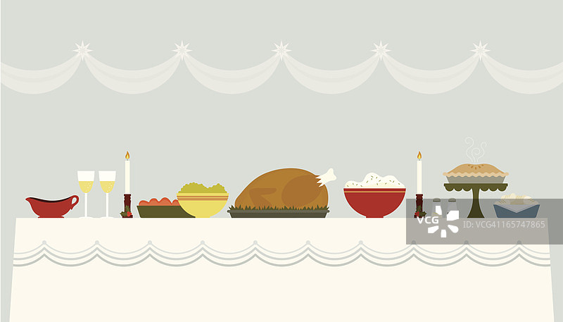 圣诞宴会桌插画图片素材