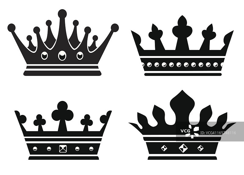 四款不同的英国国王王冠图片素材