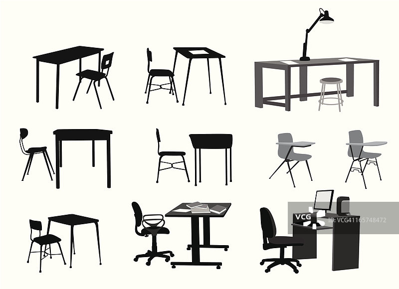 课桌矢量剪影图片素材