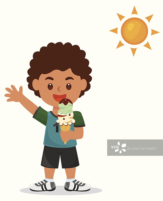 喜欢冰淇淋的非洲男孩图片素材