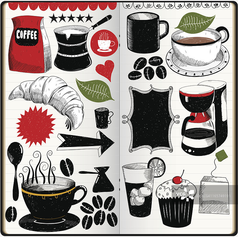 咖啡和茶涂鸦图片素材