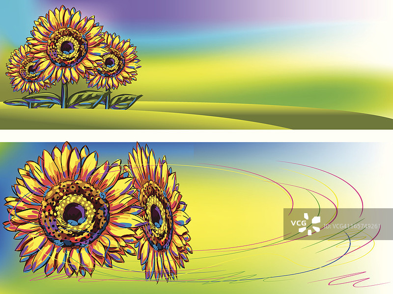 彩色向日葵banner图片素材