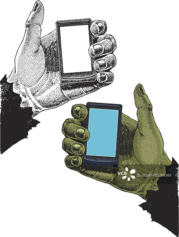 智能手机与科学怪人手图片素材