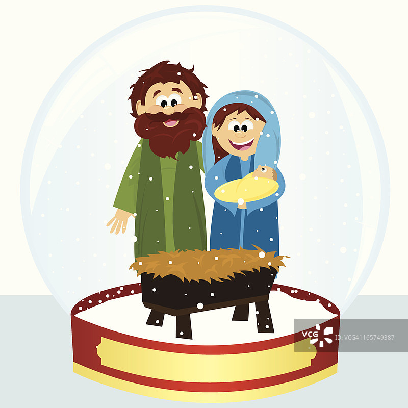 耶稣降生场景雪景球图片素材