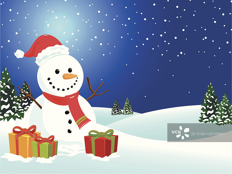 带着礼物的雪人图片素材