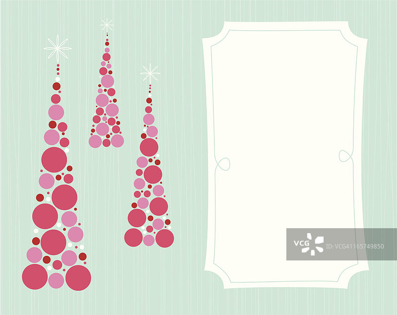 三个复古风格的圣诞树与标牌图片素材