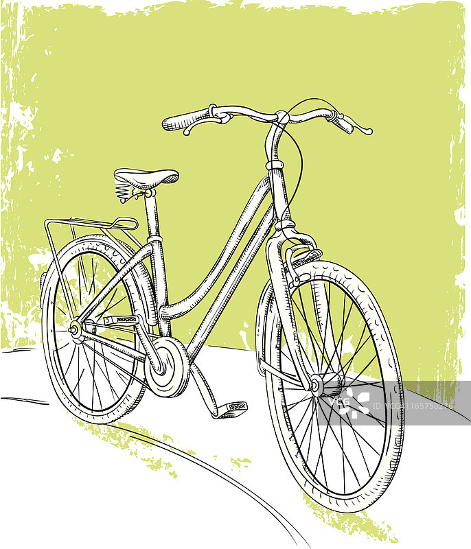 绿色背景的自行车图图片素材