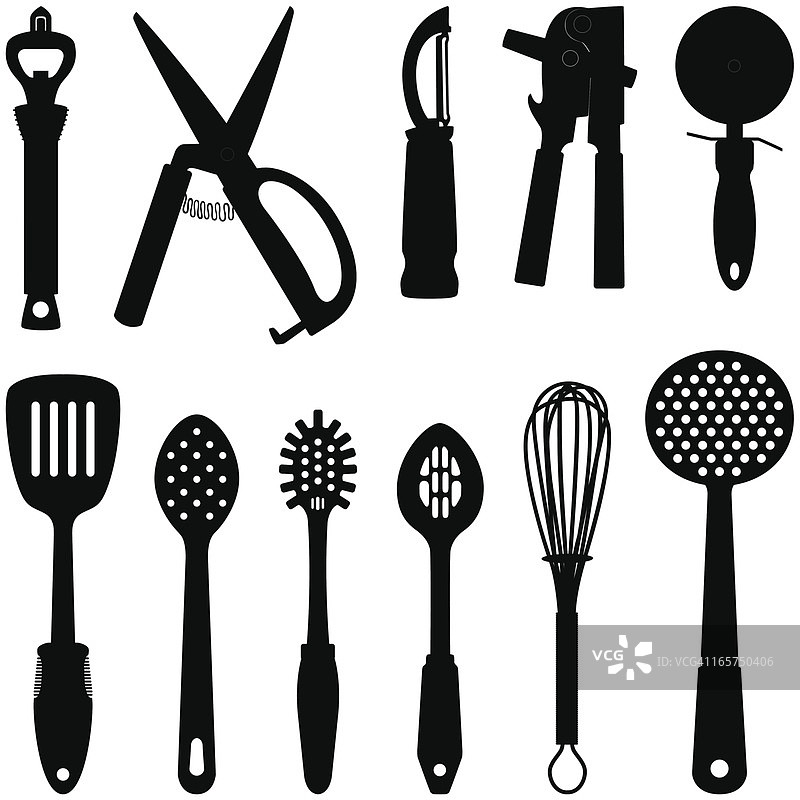 厨房用具剪影图片素材