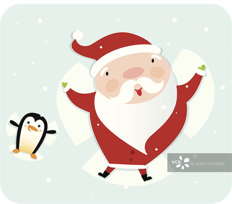 雪天使圣诞老人和朋友图片素材