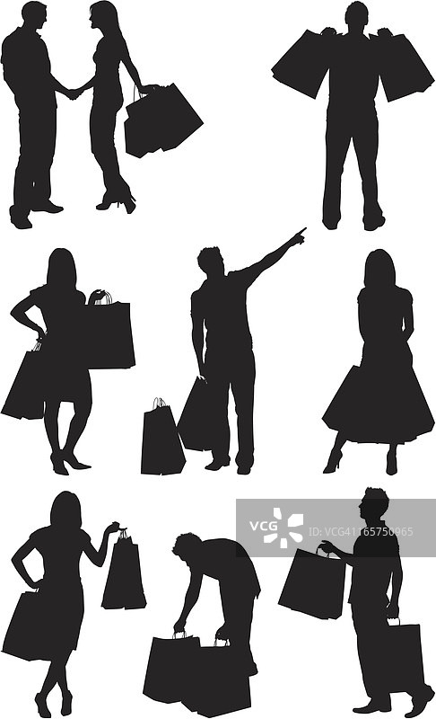 拎着购物袋的男士和女士图片素材