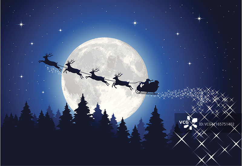 今晚圣诞老人乘雪橇图片素材