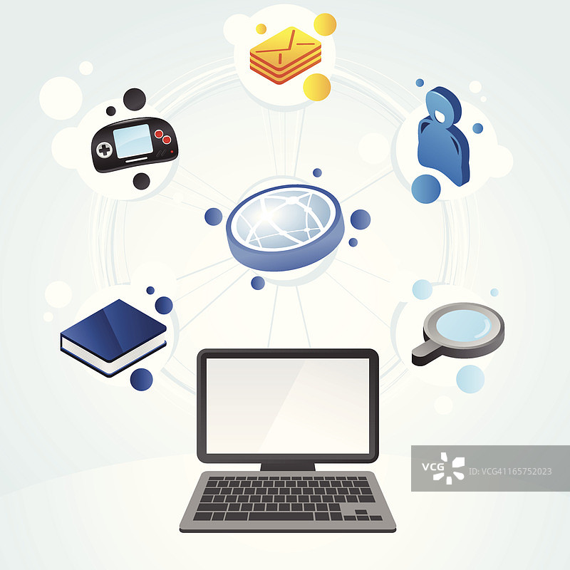 从电脑中出现的网络图标图片素材