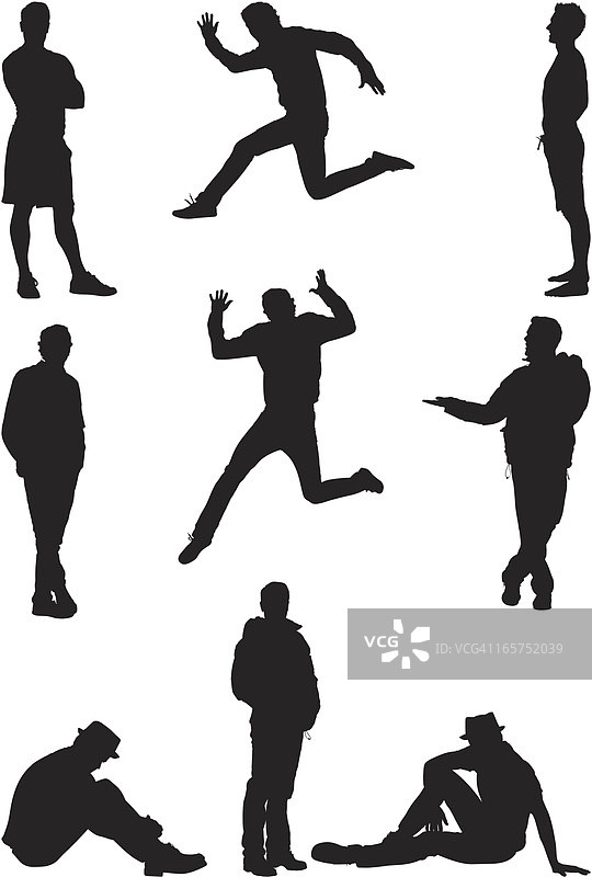 休闲男士剪影图片素材