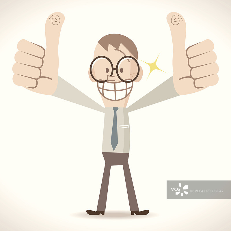 戴眼镜的男人竖起大拇指图片素材