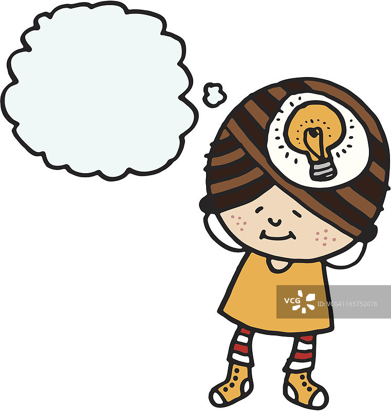 思考的小女孩图片素材
