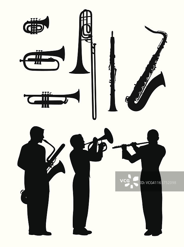 角与长笛矢量剪影图片素材