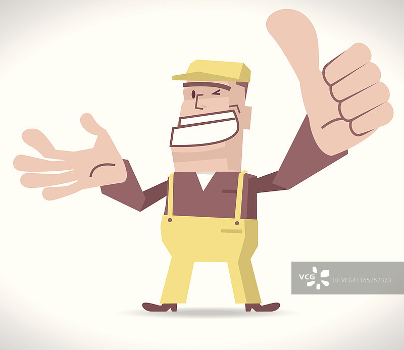 送货员竖起大拇指图片素材