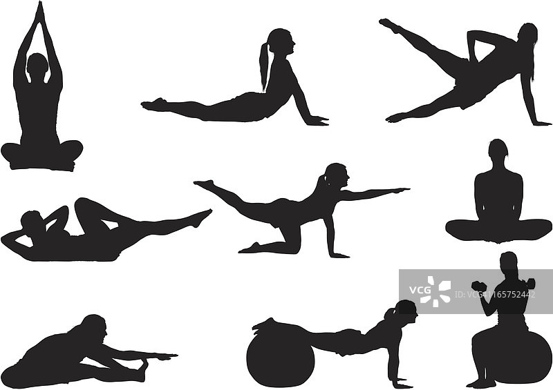 健身女性伸展身体和锻炼图片素材