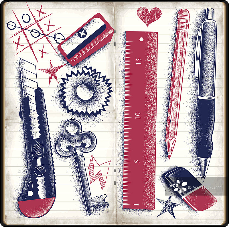 学校素描本涂鸦图片素材