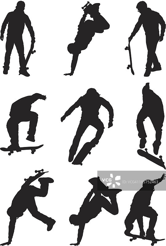 男子滑板运动员做特技图片素材