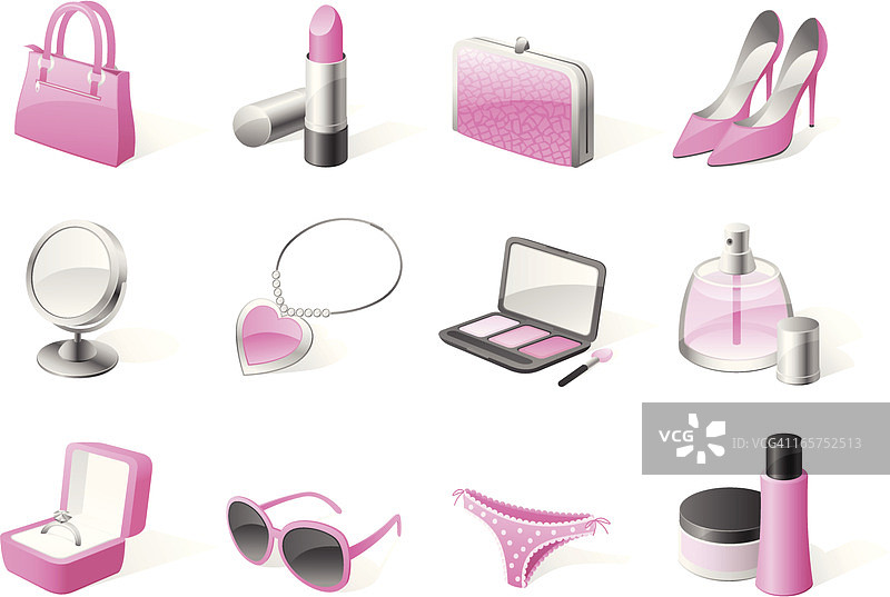 3D彩色图标 - 购物女孩图片素材